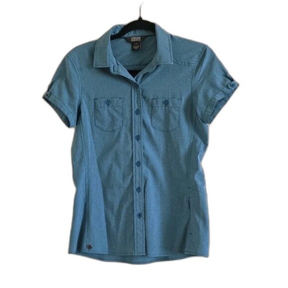 OR Outdoor Research Womens Hiking Shirt Button Front Size S Teal Reflection SS - Picture 1 of 10